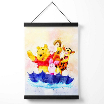 Artze Wall Art Watercolour Winnie The Pooh And Friends Art Print With Black Frame Size: A4 - image 1