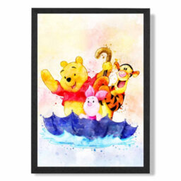 Artze Wall Art Watercolour Winnie The Pooh And Friends Art Print With Black Frame Size: A4 - thumbnail 2