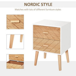 Wyld Haus Sutare 2-Drawer Bedside Table, White And Natural Wood, Chevron Design, 40 X 30 X 55.5 Cm - thumbnail 5