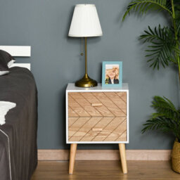 Wyld Haus Sutare 2-Drawer Bedside Table, White And Natural Wood, Chevron Design, 40 X 30 X 55.5 Cm - thumbnail 9