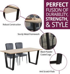 Hallowood Furniture Dudley 180Cm Dining Table Set With 4 Black Faux Leather High Back Chairs - thumbnail 2