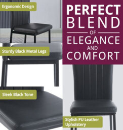 Hallowood Furniture Dudley 180Cm Dining Table Set With 4 Black Faux Leather High Back Chairs - thumbnail 5