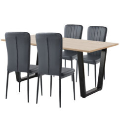 Hallowood Furniture Dudley 180Cm Dining Table Set With 4 Black Faux Leather High Back Chairs - thumbnail 8
