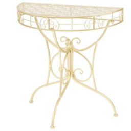 Berkfield Practical Side Table Vintage Style Half Round Metal 72X36X74 Cm Gold - thumbnail 2