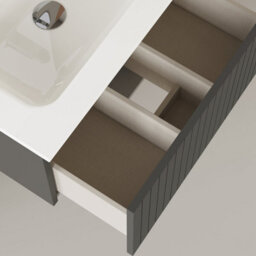 Banyetti Linea Matt Grey Ribbed Wall Hung Vanity Unit 600mm X 390mm - thumbnail 3