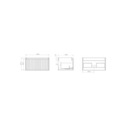 Banyetti Linea Matt Grey Ribbed Wall Hung Vanity Unit 600mm X 390mm - thumbnail 4