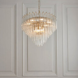 Loops Sophisticated 2 Pack Satin Brass Pendant Lights With Clear Ribbed Glass - thumbnail 3