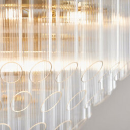 Loops Sophisticated 2 Pack Satin Brass Pendant Lights With Clear Ribbed Glass - thumbnail 5