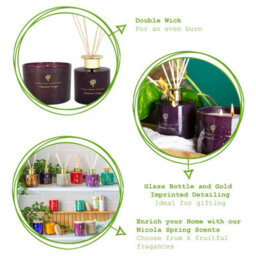 Nicola Spring Scented Candle & Reed Diffuser Set - 350G - Cinnamon & Orange - thumbnail 2