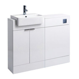 Homestylestore 1050mm White Bathroom Combination Vanity Wc Unit With Toilet Pan And Chrome Pull Handle - thumbnail 2