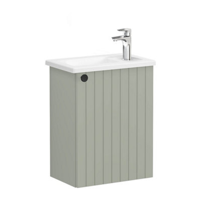 Vitra Harlow Ridge Matt Retro Green Wall-Mounted Cloakroom Vanity Unit & Basin Set (W)455mm (H)575mm - image 1