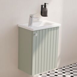 Vitra Harlow Ridge Matt Retro Green Wall-Mounted Cloakroom Vanity Unit & Basin Set (W)455mm (H)575mm - thumbnail 2