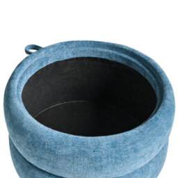 Wyld And Coco Blue Chenille Storage Pouffe 40 X 41 Cm - Modern Round Storage Stool With Reversible Lid - thumbnail 8
