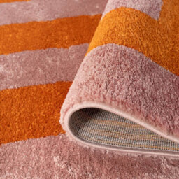 The Rugs Joli Orange And Pink Geometric Rug Soft Dense Pile Easy To Clean And Pet Friendly For Living Rooms And Bedrooms - thumbnail 6