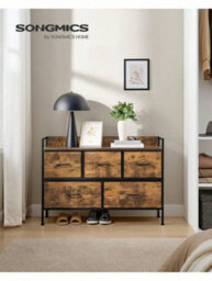 Songmics Chest Of Drawers, Dresser, Bedroom Furniture, Metal Frame, Storage Organiser Unit,5 Drawers, Modern