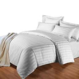 Ameha Stripe Duvet Set With Pillowcase Silver Double Size 200X200Cm Reversible, Breathable & Soft Microfiber Cover - thumbnail 3