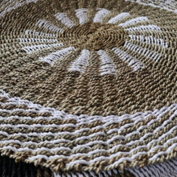 Serenityy Round Seagrass Rug White & Tan Inner Sun 1M - thumbnail 1