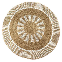 Serenityy Round Seagrass Rug White & Tan Inner Sun 1M - thumbnail 4