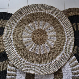 Serenityy Round Seagrass Rug White & Tan Inner Sun 1M - thumbnail 5