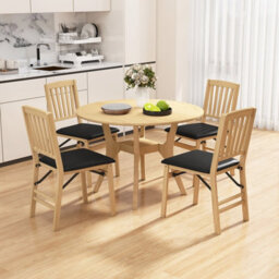 Gainoom Black Dining Chair Set Of 2 Folding Chairs With Padded Seat & Rubber Wood Frame - thumbnail 5