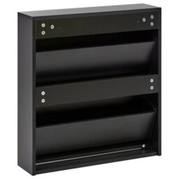 Wyld And Coco Nova Black Mirror Front Shoe Cabinet - 2 Compartments, Slim Hallway Storage - thumbnail 6
