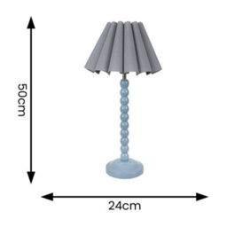 Valuelights Bobbins Powder Blue Table Lamp With Grey Scallop Tapered Lamp Shade And Led Bulb - thumbnail 4
