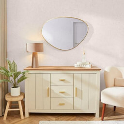 Deenz Organic Wall Mounted Mirror Elegant Slim Gold Frame Finished Contemporary Design Asymmetrical Curves Opulent  85X60X2.7  Cm - thumbnail 2