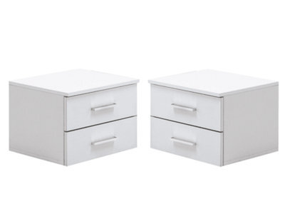 Arte Siena 23 Pair Of Bedside Cabinets W47Cm X H35Cm X D41Cm - White Gloss, Modern Storage With Silver Handles - image 1