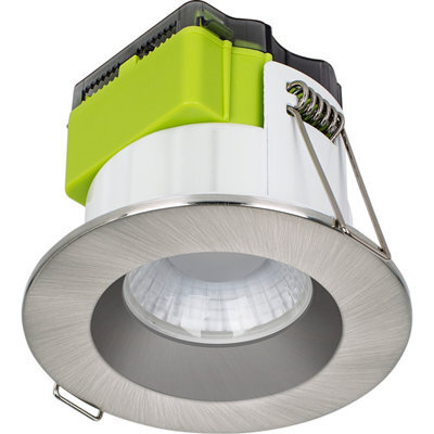 Luceco Ftype Mk2 Brushed Steel Effect Fixed Led Fire-Rated Cool & Warm Downlight 6W Ip65, Pack Of 6 - image 1