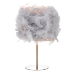 Happy Homewares Modern And Chic Real Grey Feather Table Lamp With Satin Nickel Base And Switch - thumbnail 2
