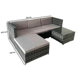 Alivio 3-Seater Rattan Corner Sofa Set With Coffee Table, Outdoor Patio Lounge Set, Weatherproof Uv Cushions - thumbnail 2