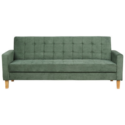Beliani Sofa Bed 3 Seater Vehkoo Fabric Dark Green - image 1