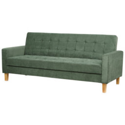 Beliani Sofa Bed 3 Seater Vehkoo Fabric Dark Green - thumbnail 5