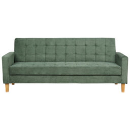 Beliani Sofa Bed 3 Seater Vehkoo Fabric Dark Green - thumbnail 1