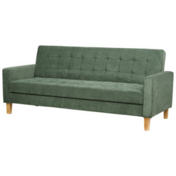 Beliani Sofa Bed 3 Seater Vehkoo Fabric Dark Green - thumbnail 4