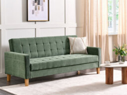 Beliani Sofa Bed 3 Seater Vehkoo Fabric Dark Green - thumbnail 2