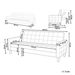 Beliani Sofa Bed 3 Seater Vehkoo Fabric Dark Green - thumbnail 3