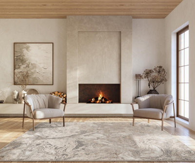 Elysium Modern Abstract Action Living Room Area Rug Metallic Sheen -Astral Gold 200Cm X 290Cm - image 1
