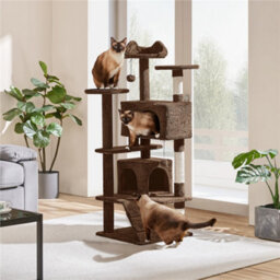 Yaheetech 137Cm Cat Tree Tower With Scratching Posts - Brown - thumbnail 1