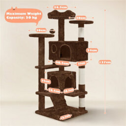 Yaheetech 137Cm Cat Tree Tower With Scratching Posts - Brown - thumbnail 3