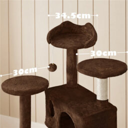 Yaheetech 137Cm Cat Tree Tower With Scratching Posts - Brown - thumbnail 5