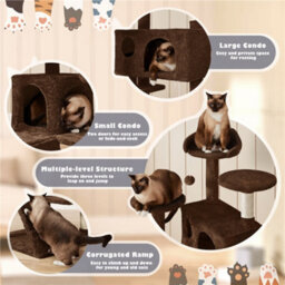 Yaheetech 137Cm Cat Tree Tower With Scratching Posts - Brown - thumbnail 6
