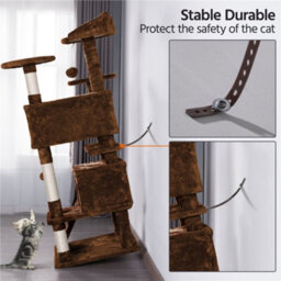 Yaheetech 137Cm Cat Tree Tower With Scratching Posts - Brown - thumbnail 9