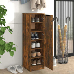 Berkfield Sturdy Shoe Cabinet Smoked Oak 30X35X100 Cm Engineered Wood - thumbnail 3