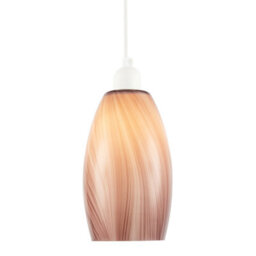 Happy Homewares Modern Reddish Brown Marble Stripe Effect Glass Pendant Light Shade - thumbnail 2