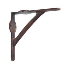 Oakcrafts -Pair Of Cast Iron Gallows Shelf Brackets With A Copper Finish - 150mm X 150mm - thumbnail 3