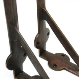 Oakcrafts -Pair Of Cast Iron Gallows Shelf Brackets With A Copper Finish - 150mm X 150mm - thumbnail 5