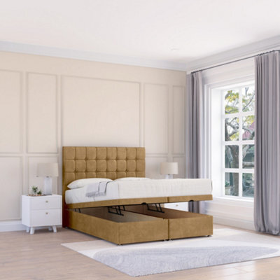 "Sloomy Alabama Mink Plush 5Ft Ottoman Bed End Opening With Sprung Memory Mattress & 26"" Headboard-King" - image 1