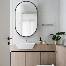 Living And Home Black Wall Mounted Oval Bathroom Framed Mirror Vanity Mirror For Dressing Table 400 X 700 mm - thumbnail 3