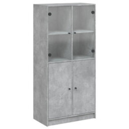Berkfield Highboard With Doors Concrete Grey 68X37X142 Cm Engineered Wood - thumbnail 2